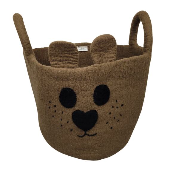 Place & Time Bear Storage Basket Set 100% Wool Nursery Toys Made In Nepal Brown - Picture 11 of 16